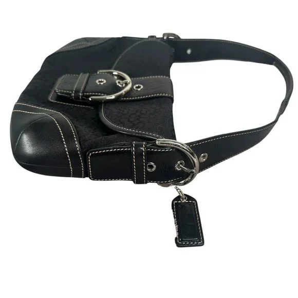 Coach 6818 SMALL Vintage Soho Black Leather and Signature C Canvas Shoulder Bag - Picture 13 of 16